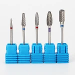 Carbide Drill Bit Kit 5 Style Carbide Coating Nail Drill Bits Barrel 3/32" Burr Milling Cutters For Manicure Electric Nail drill