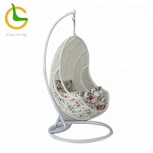 Cast aluminum outdoor patio garden rattan wicker egg shaped hanging cane swing chair with stand