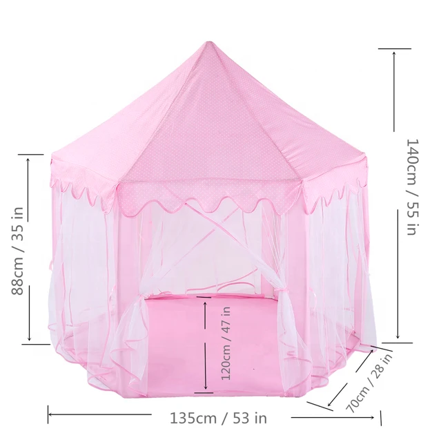 Castillos de princesa Portable Pop Up Fiberglass Princess Castle Tent Pink  kids girl play house Folding House Shape Tent