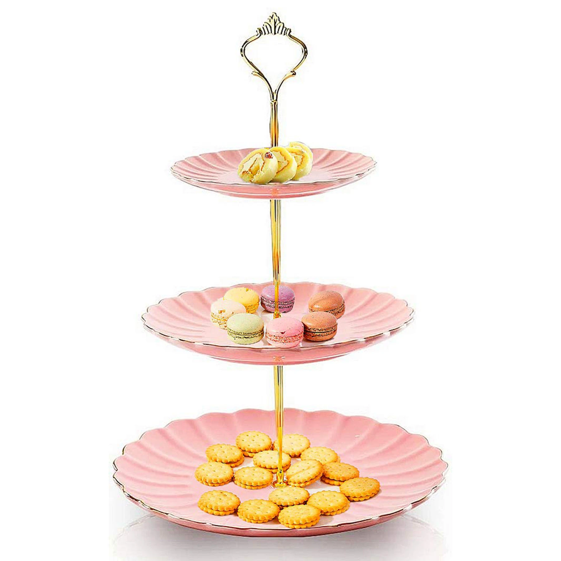 Ceramic Table Ware Dessert Fruit Holder Serving Plate 3 Tier Dish Tray Wedding Cup Cake Stand