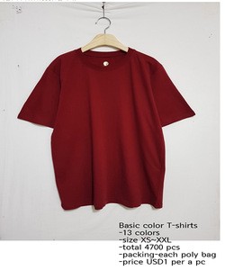 Cheap stock lot sale colored t-shirts 13colors size XS~XXL from South korea