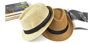 cheap wholesale Panama Fedora Mens paper Straw Hat Trilby Fedora Hat