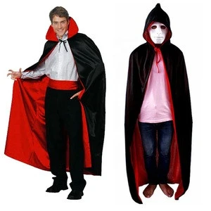 Children Adult Cosplay Masquerade Party Cape Black Red Double Sided Death Cloak Halloween Costume