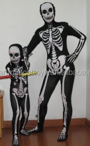 Children and Adult size skeleton zentai body suit breathable lycra skeleton zentai suit