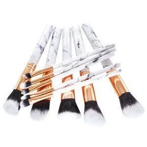 Chinese 10pcs White Marble Professional Makeup Brush With Cylinder