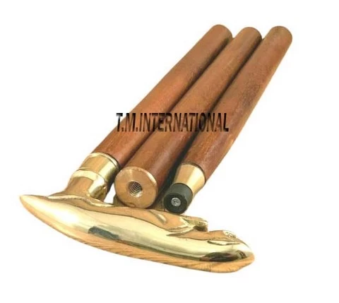 Collectable Solid Brass Men Head Treat Vintage Walking Cane Stick Nautical Cane Wooden Designer Brass Stick