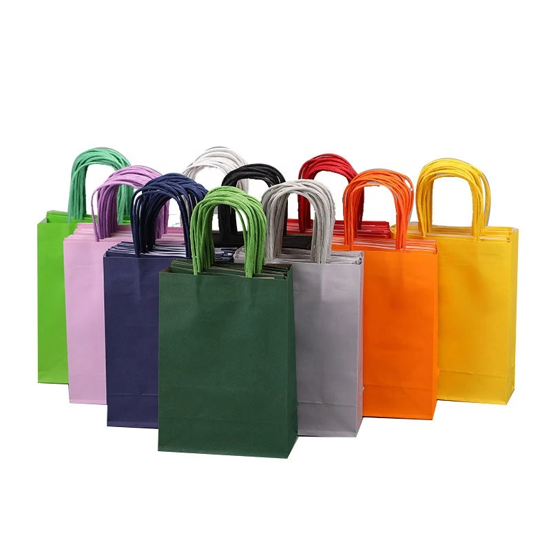 Color Take Away Packing Portable Rectangular Gift Paper Candy Colorful Shopping Packaging Kraft Paper Bag