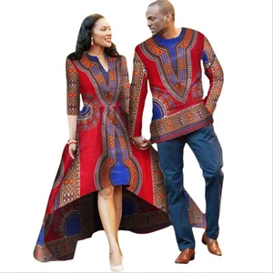 Cotton African lovers Java clothing/wax cloth print long skirt + men&#039;s T-shirt African national clothing exclusive