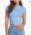 Import cotton  polyester womens skinny neckline short sleeve slim fit crop  lightweight  t shirt from China