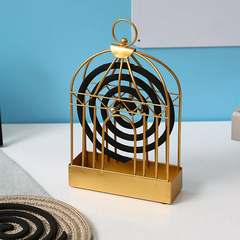 Creative Mosquito Coil Holder Nordic Style Birdcage Shape Summer Day Iron Mosquito Repellent Incenses Rack Plate Home Decoration