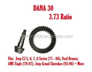 Crown Ring and Pinion Set D30373 Gear Set DANA 30 3.73 RATIO for 72-86 JEEP CJ, Ford, Volvo