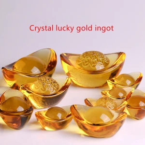 Crystal ingots furnishing articles lucky gold ingot feng shui and home decoration sitting room adornment