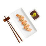 Custom 9 inch white rectangle porcelain sushi plate food serving tray ceramic serving plate