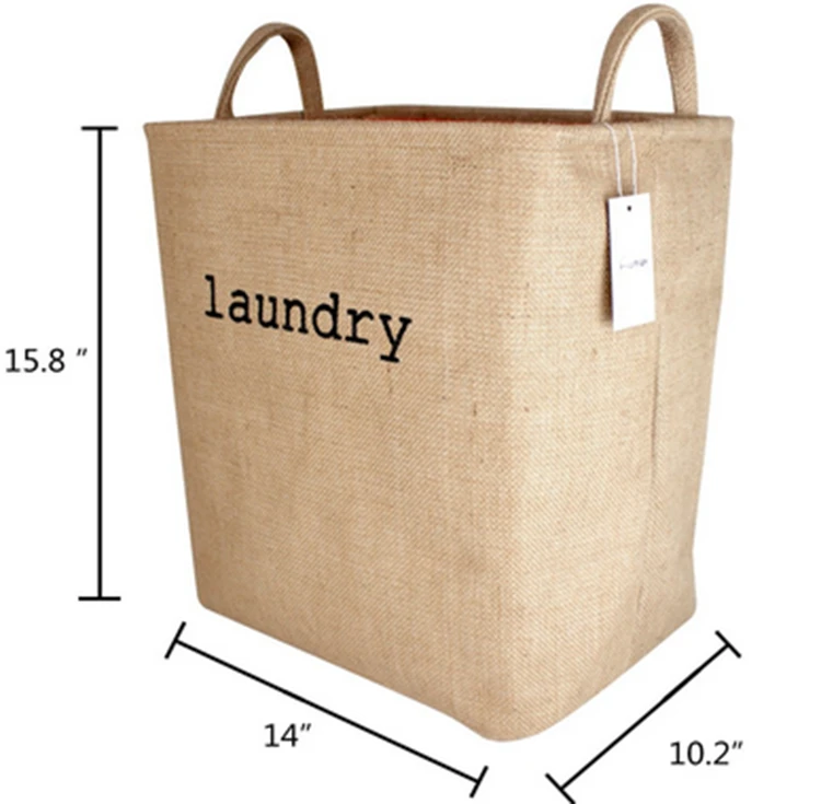 Custom heavy duty large baby jute laundry basket