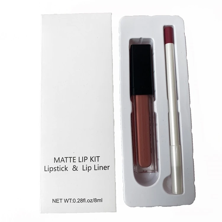 Custom Logo Lipgloss Kits Vegan Matte Liquid Lipstick Private Label Lipstick and Lip Liner Sets
