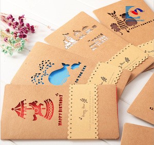 Custom printing folding kraft paper greeting postcard