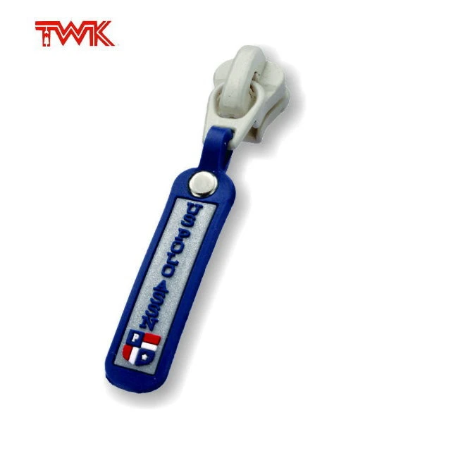 Customize logo zipper puller design embossed logo rubber PVC zipper puller
