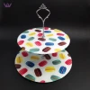 Customized Tempered Colored Pattern Double Glass Cake Stand, Dessert Tray, Dessert Plate for Wedding Table Decor