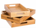 Customized Wooden Product Rectangular Tray Wood Bed Tray Rustic Decorative Ottoman Wooden Coffee Tray With Handle