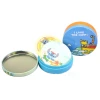 Cute Cartoon Design 50g Round Shape Blue Puff Box Tinplate Cosmetic Cream Tinplate Box