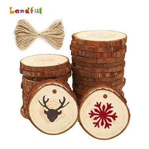 Decorative Unfinished Natural Round Wooden Pine Circles Slice Pieces DIY Unfinished Kid Craft Wood Slice for DIY Crafts Wedding