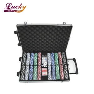 Deluxe Aluminum Trolley Case with a Briefcase Style Handle 1000pc Aluminum Poker Chip Trolley Carrier Case