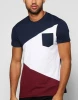 Designer Spliced Colour Block T Shirt With Pocket