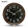 DILING hot sell round glass frame plastic 3d digital mirrored wall clock personalised good quality silent quartz wall clocks