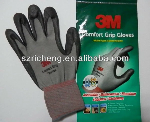 disposable 3m nitrile industry gloves, gray color, different sizes