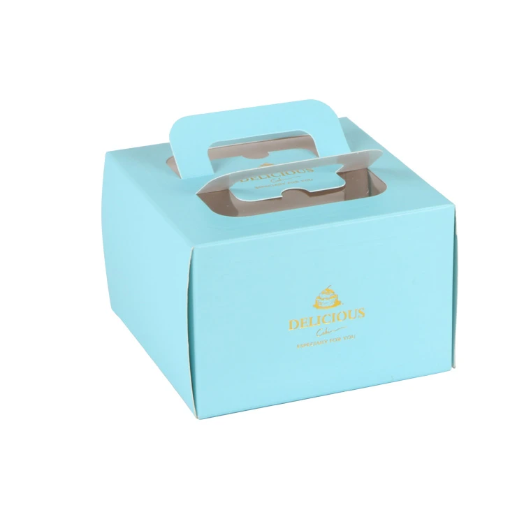 disposable craft paper cake box with window paper board handle to carry