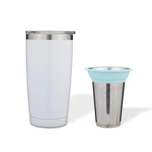 double wall stainless steel infuser insulated tea tumbler cup mug reusable with fat straw 14mm 30oz
