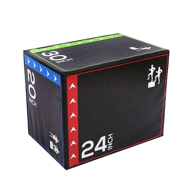Durable vinyl cover high density weighted 3 in 1 20"x24"x30" Foam soft plyo box for gym fitness jump box