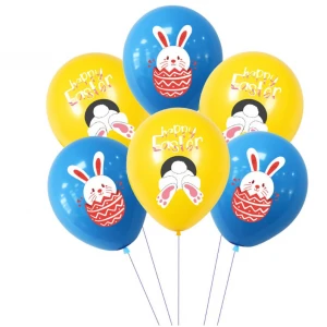 Easter Party Decorations Set Happy Easter Banner Easter Bunny egg latex balloons with ribbon