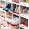 Easy assembly plastic shoe box drawer type transparent storage shoe box clear shoeStackable Sneaker Drop Front Acrylic Shoes Box