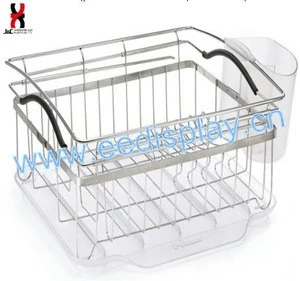 Electro Plating Wire Dish Rack With Tray For Kitchen Storage