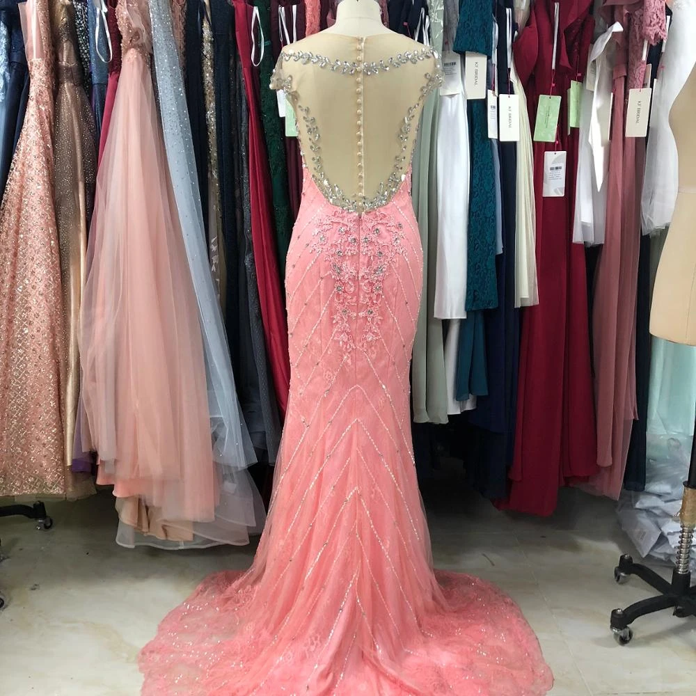 ELPR0000700 Luxury Strass Mermaid Evening Gown Dubai Long Party Rose Crystal Pearls Formal  Evening Dress
