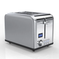 ETL 2 Slice Toaster LCD Timer Display Compact Stainless Steel Toaster with 6 Bread Shade Settings