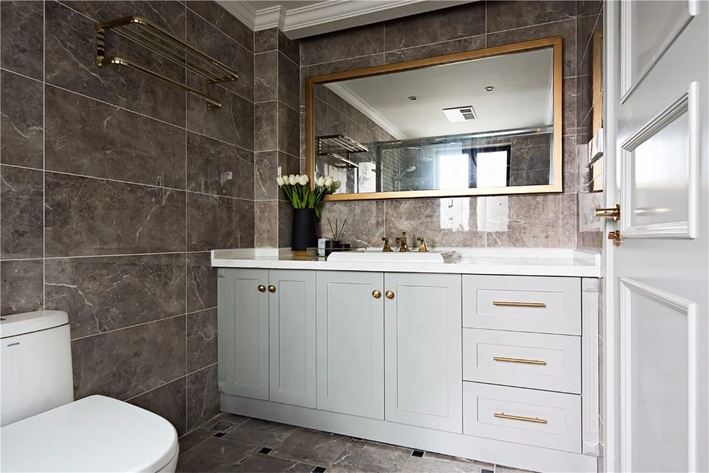 Europe stylish lacquer veneer bathroom vanity with mirror