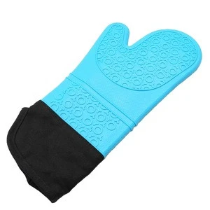 Extra Long Professional Silicone Oven Mitts with Quilted Liner