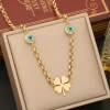 Eye Jewelry Set Four-leaf clover Stainless Steel Collar Chain INS Fashion Necklace