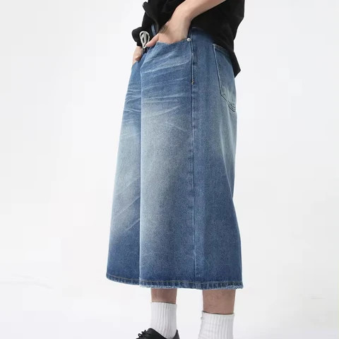 Factory Custom Summer Jean Shorts Men OEM Patch Embroidery Loose Denim Shorts Fashion MenS Jorts Baggy Denim