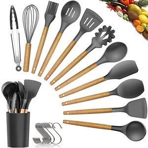 Factory Direct Sell 11pcs Bamboo Silicone Kitchen Cooking Utensil Set