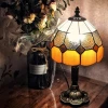 Factory Price 8 Inch Simple Modern Minimalist Lattice Grids Glas Lamp Bedside Tiffany Stained Glass Table Lamp