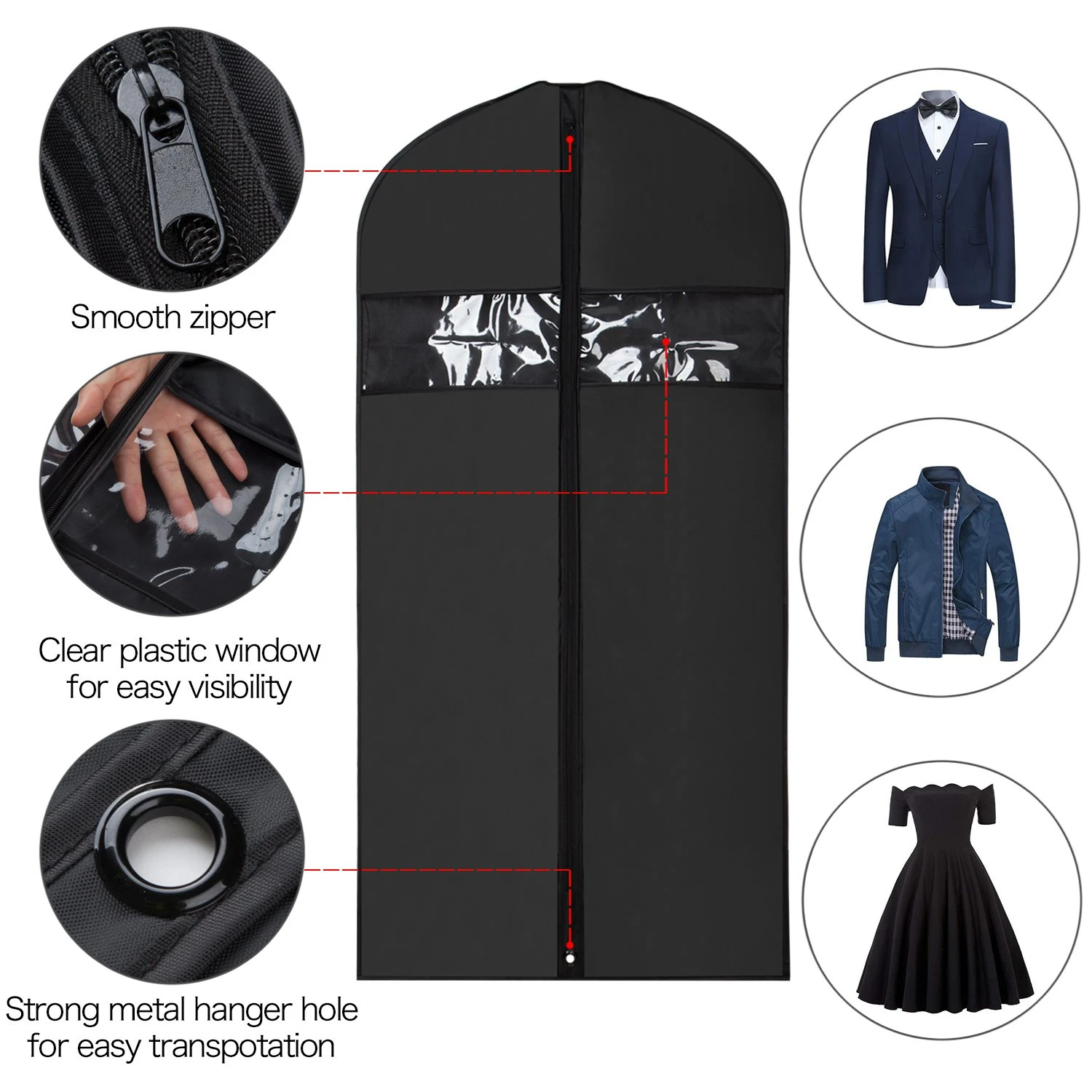 Factory Sales Customized Black Suit Garment Bag with Custom Logo