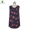 Factory Supply Bamboo Fiber Hood Knit Womens White and Floral Tank Top
