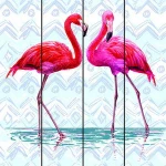Factory wholesale art minds wood crafts, Flamingo wooden art decor