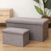 Factory wholesale folding living room furniture linen fabric storage stool ottoman