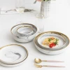 Fashion Ceramic amazon best porcelain tableware marble  plate  Home dishes marmor assiette blanche