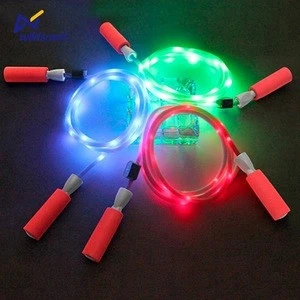 Fashion Custom Sell Chinese Kids and Adults colorful Sport nylon jumping LED flashing skipping light up jump rope
