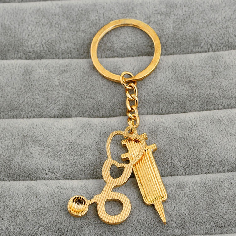 Key Rings Ergenomic Buy Fashion Design Gold Medical Syringe Stethoscope Keychain Metal ...